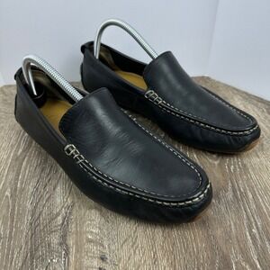 Cole Haan Mens Grant Driver Loafers Black Leather Slip On Driving Shoes Size 8M